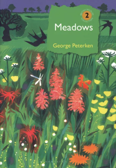 Front cover of 'Meadows' by George Peterken with an illustration of a wildflower-rich meadow