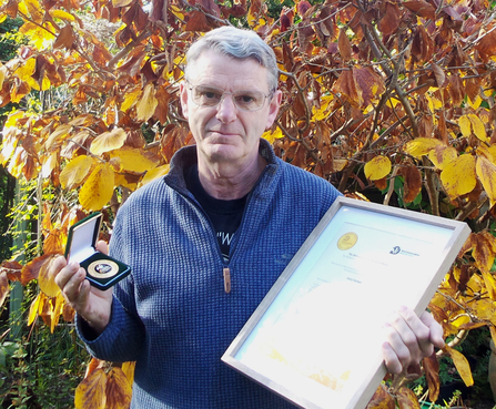 Gary Farmer with Worcestershire Wildlife Medal