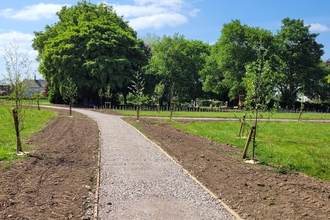 Eckington Community Fields with a path running through it