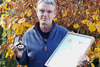 Gary Farmer with Worcestershire Wildlife Medal