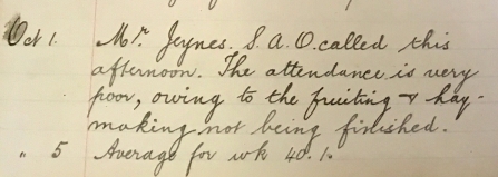 Eldersfield school log book extract