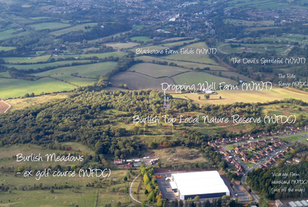 Aerial view of Dropping Well Farm and surrounding nature reserves by Andy Young