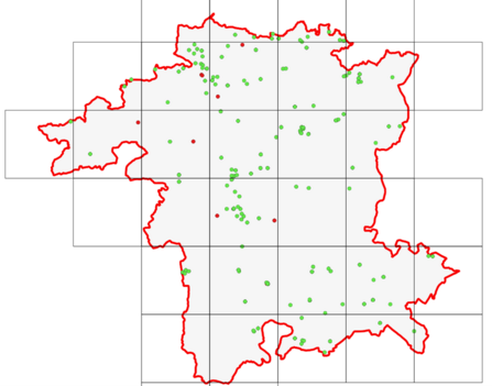 A map showing house martin sightings from wildlife sightings and other schemes