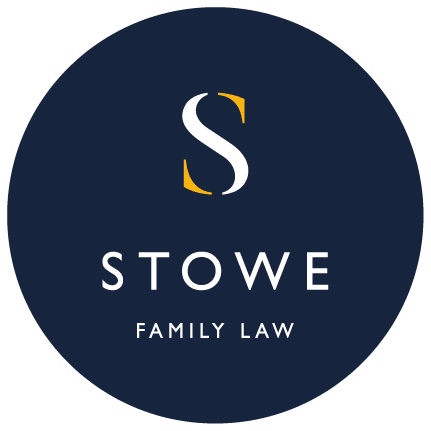 Blue circle with Stowe Family Law written inside it