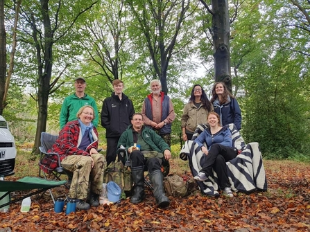Conservation trainees attending a coppicing workshop