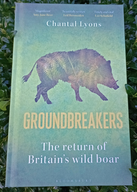 Front cover of Groundbreakers book featuring an outline of a wild boar filled with bracken images