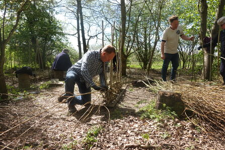 Members of the community creating hurdles and dead hedges 