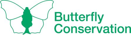 Butterfly Conservation logo consists of a green outline of a butterfly with a green body and the words "Butterfly Conservation"