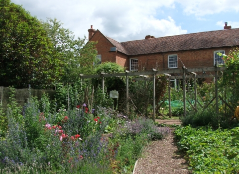 Lower Smite Farm garden and farmhouse